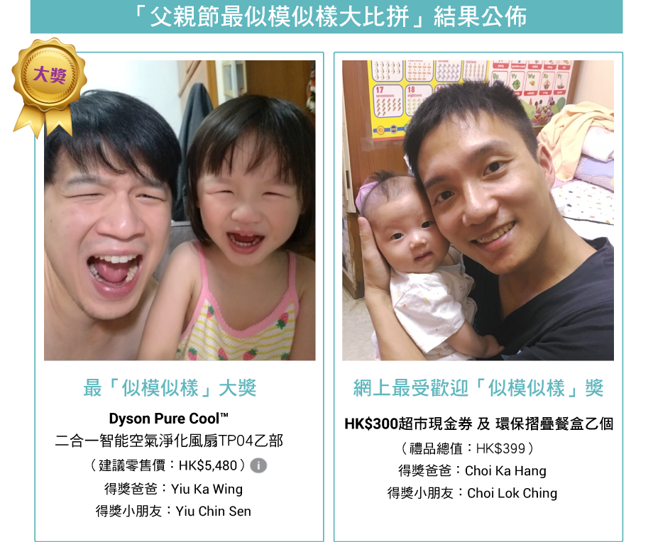 「父親節最似模似樣大比拼」結果公佈
