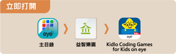 立即打開
主目錄 > 益智樂園 > Kidlo Coding Games for Kids on eye