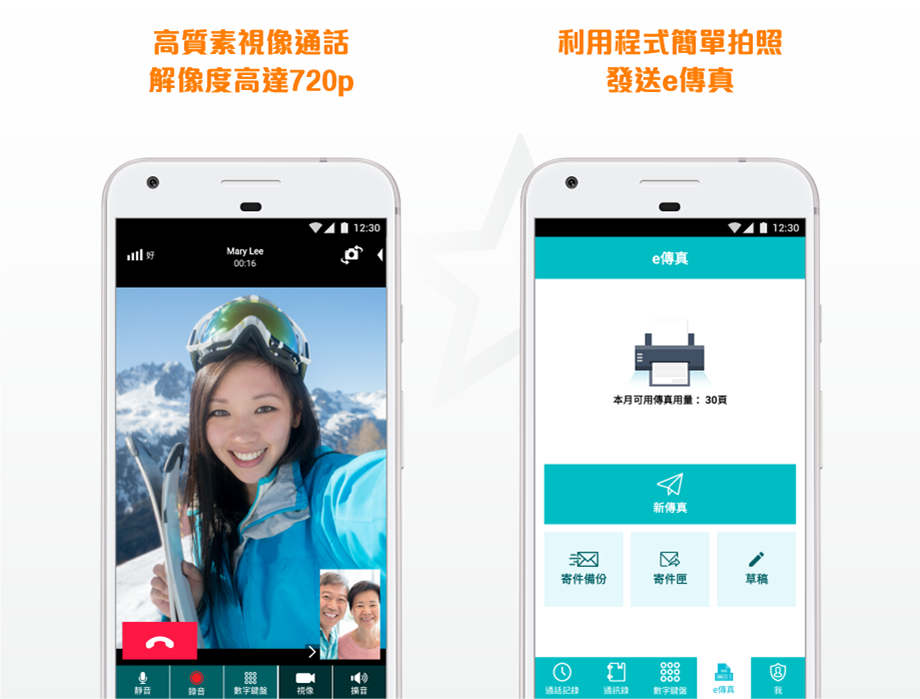 高質素視像通話 解像度高達720p 利用程式簡單拍照 發送e傳真